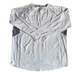 Tasc Performance Shirt Mens XL White Long Sleeve Crew Grey Mesh Panels Mosotech